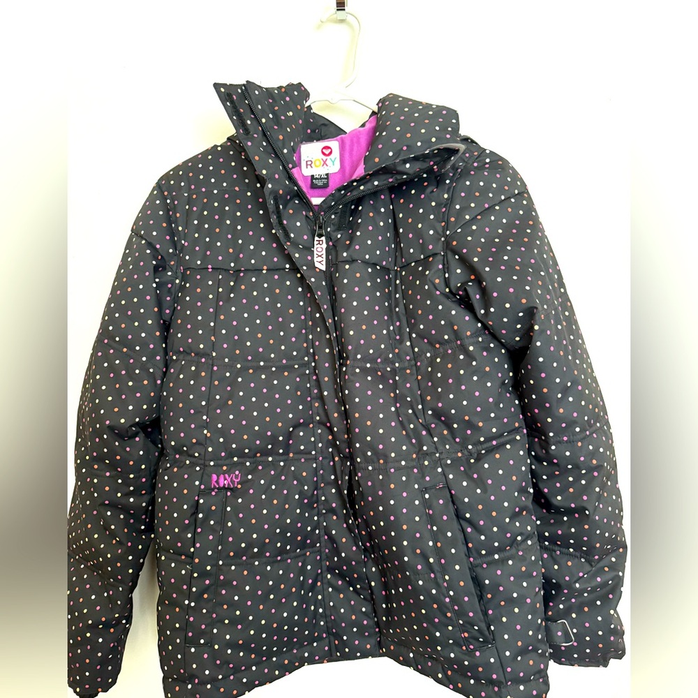 Roxy Kids Black Polka Dot Puffer Jacket